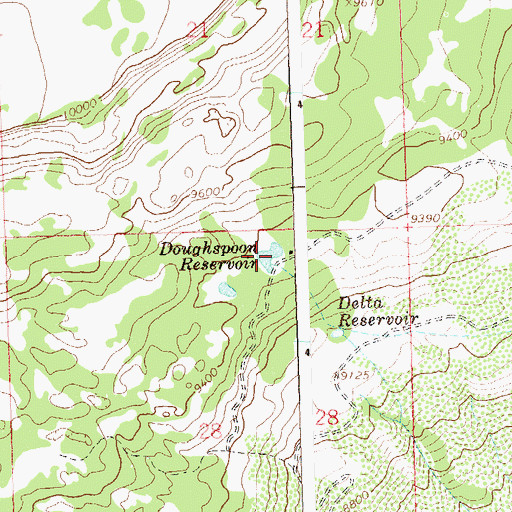 Topographic Map of Doughspoon Reservoir, CO