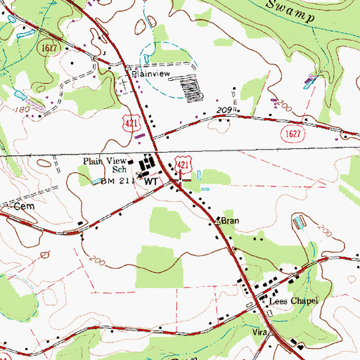 Topographic Map of Plain View, NC