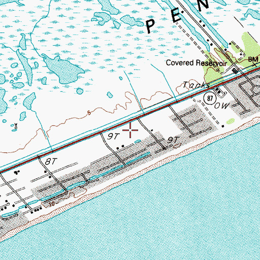 Topographic Map of Bolivar Peninsula, TX