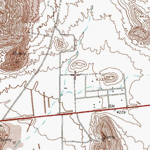 Topographic Map of Butterfield, TX