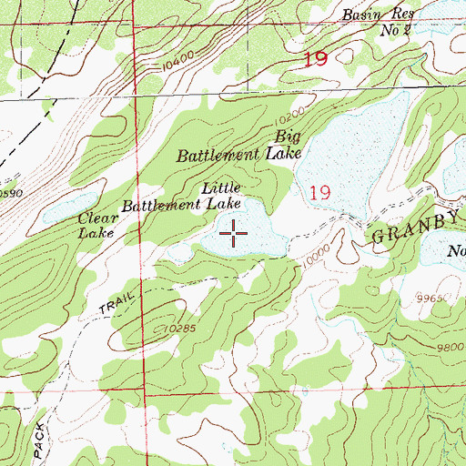 Topographic Map of Little Battlement Lake, CO