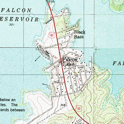 Topographic Map of Falcon Lake Estates, TX