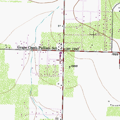 Topographic Map of Grape Creek, TX