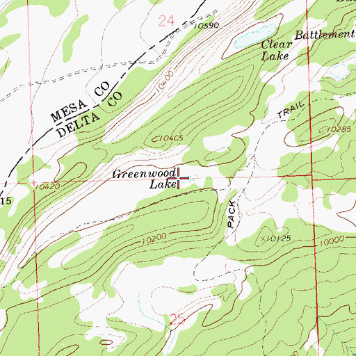 Topographic Map of Greenwood Lake, CO