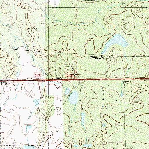 Topographic Map of Laredo Ranchettes, TX