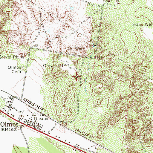Topographic Map of Las Lomas, TX