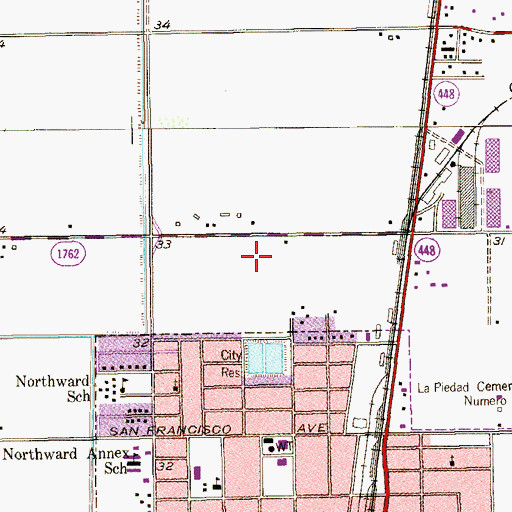 Topographic Map of Los Angeles, TX