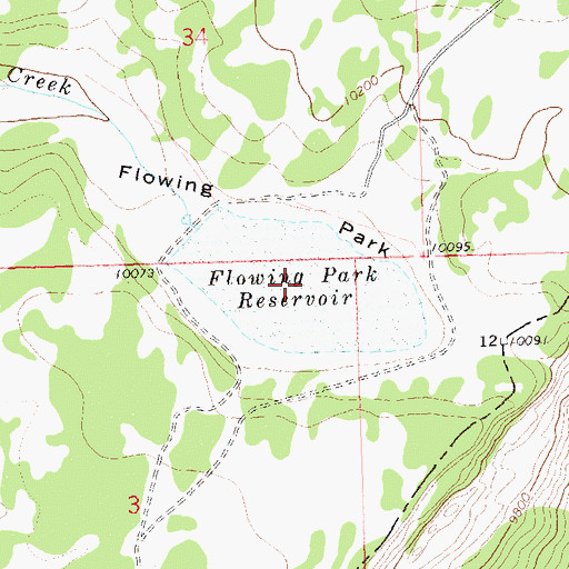 Topographic Map of Flowing Park Reservoir, CO