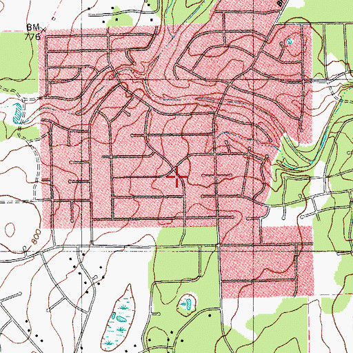 Topographic Map of Shady Hollow, TX