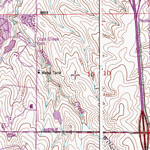 Topographic Map of Heritage Hills, CO
