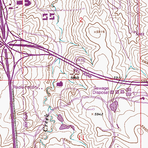 Topographic Map of Meridian, CO
