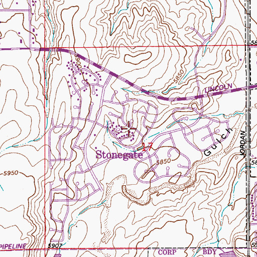 Topographic Map of Stonegate, CO
