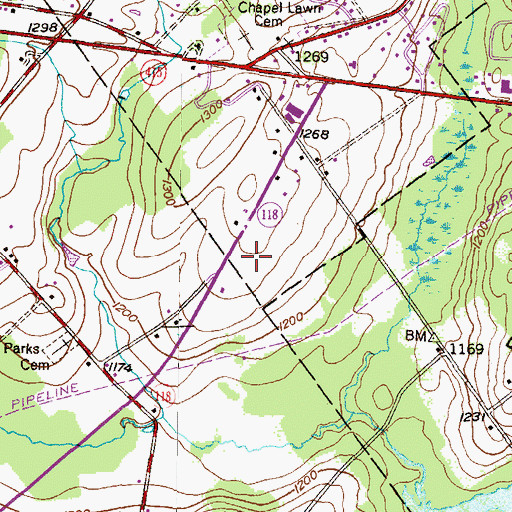 Topographic Map of Back Mountain, PA