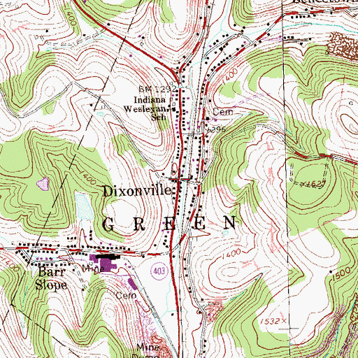 Topographic Map of Dicksonville, PA