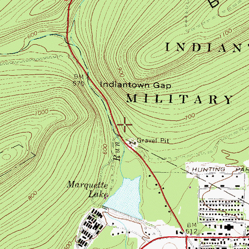 Topographic Map of Fort Indiantown Gap, PA