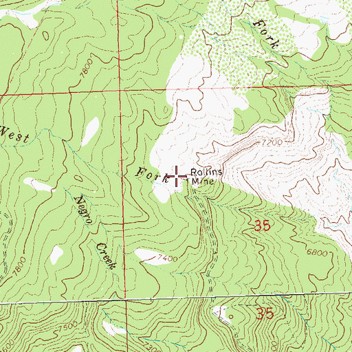 Topographic Map of Rollins Mine, CO