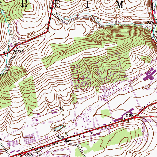 Topographic Map of Renningers, PA