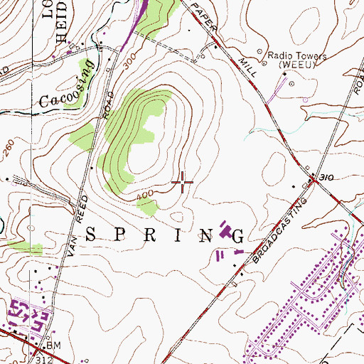 Topographic Map of Spring Ridge, PA