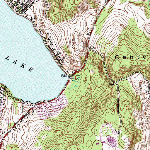Topographic Map of Copake Lake, NY