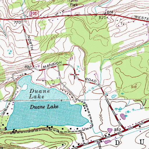Topographic Map of Duane Lake, NY