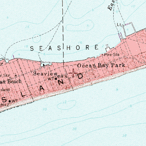 Topographic Map of Fire Island, NY