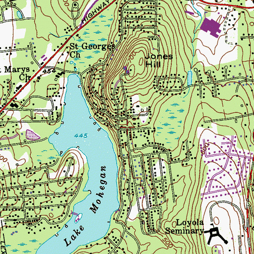 Topographic Map of Lake Mohegan, NY
