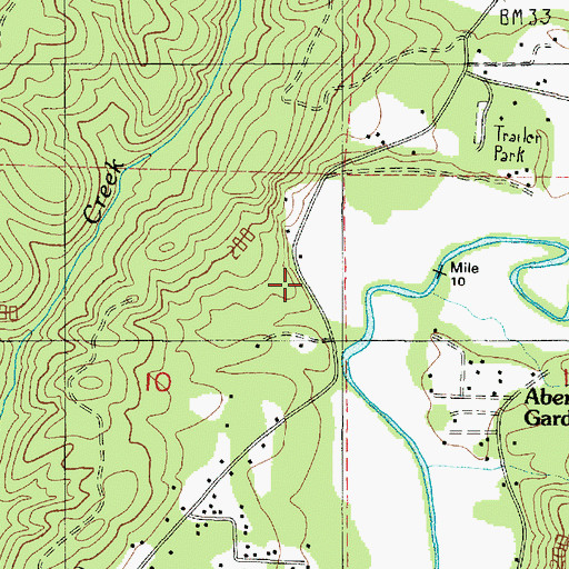 Topographic Map of Aberdeen Gardens, WA