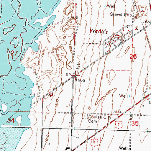 Topographic Map of Banks Lake South Census Designated Place, WA