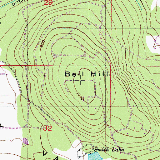 Topographic Map of Bell Hill, WA