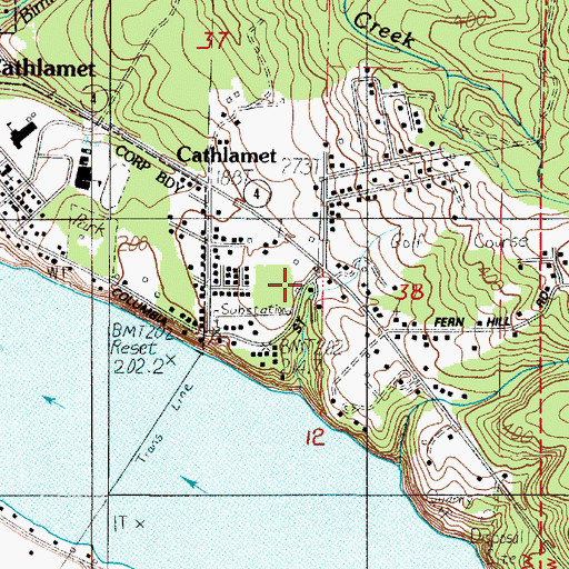 Topographic Map of East Cathlamet, WA