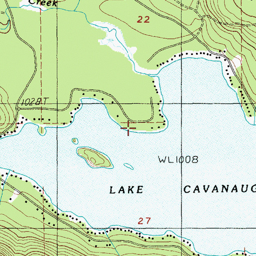 Topographic Map of Lake Cavanaugh, WA