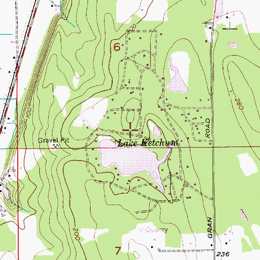 Topographic Map of Lake Ketchum, WA
