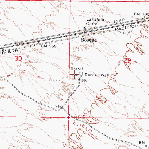 Topographic Map of Bosque Well, AZ