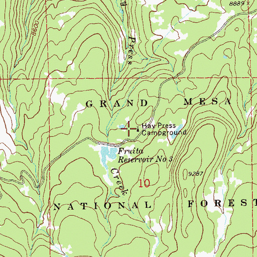 Topographic Map of Hay Press Campground, CO