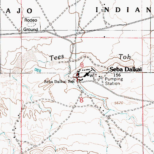 Topographic Map of Seba Dalkai, AZ