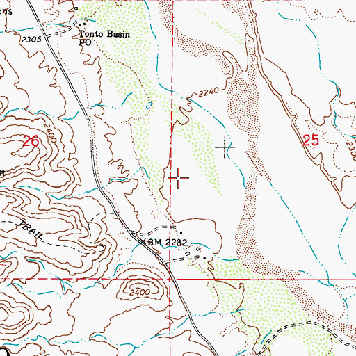 Topographic Map of Tonto Basin, AZ