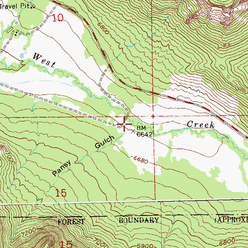 Topographic Map of Pansy Gulch, CO