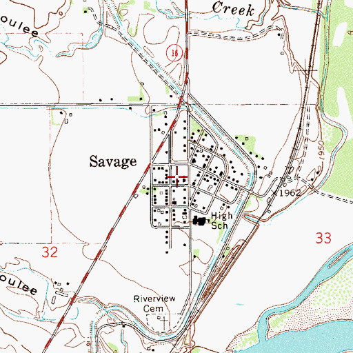 Topographic Map of Knife River, MT