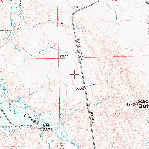 Topographic Map of Saddle Butte, MT