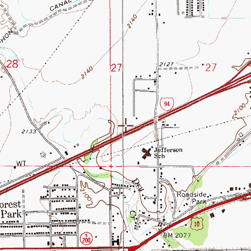Topographic Map of West Glendive, MT