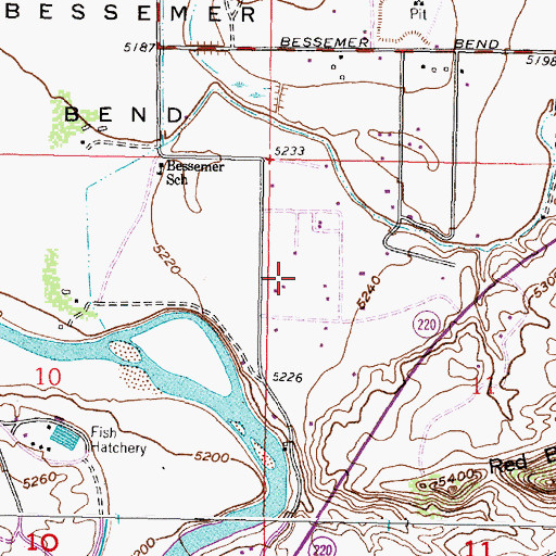 Topographic Map of Bessemer Bend, WY