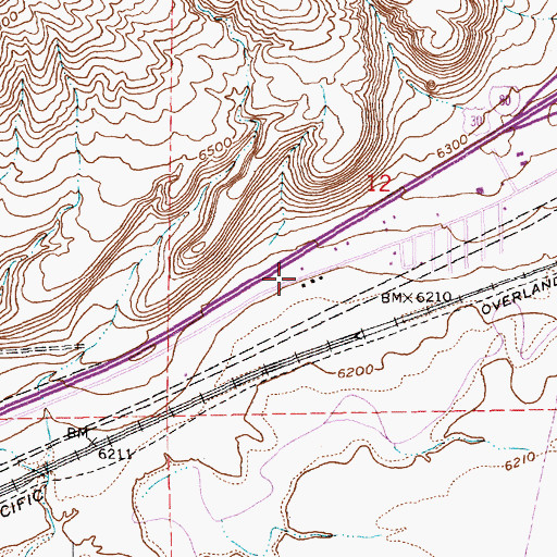 Topographic Map of Purple Sage, WY