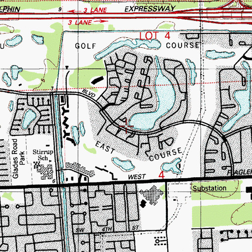 Topographic Map of Fountainebleau, FL