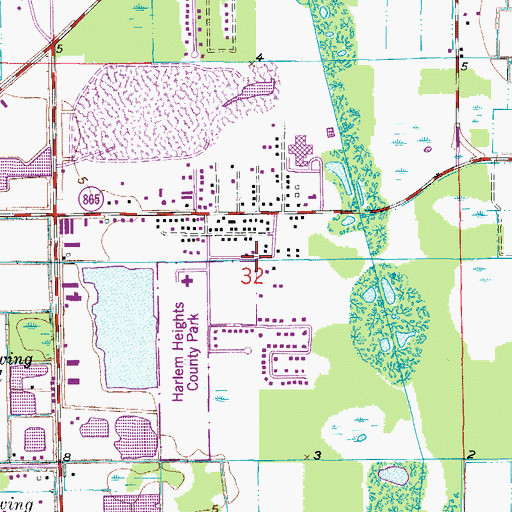 Topographic Map of Harlem Heights, FL