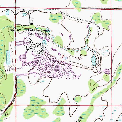 Topographic Map of Pebble Creek, FL
