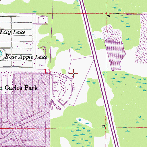 Topographic Map of Three Oaks, FL