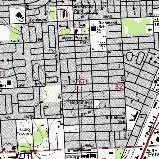 Topographic Map of West Perrine, FL