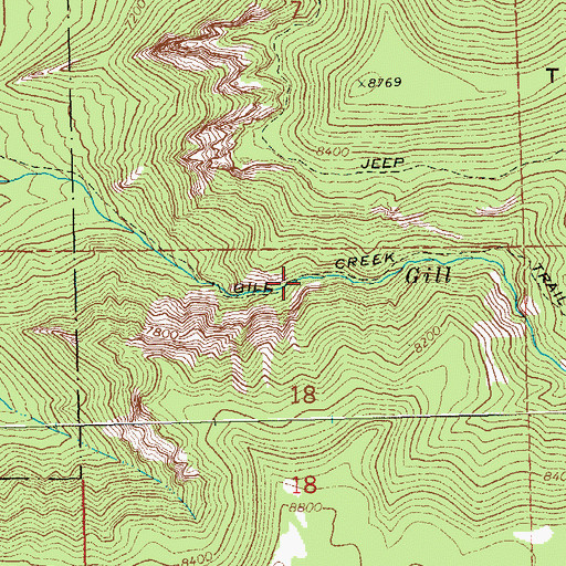 Topographic Map of Gill Creek Trail, CO