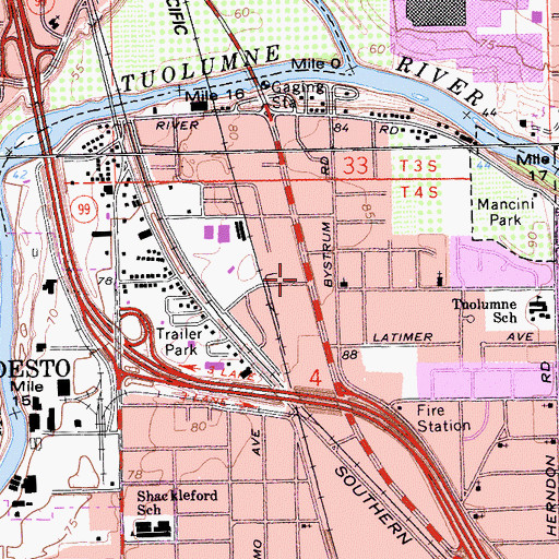 Topographic Map of Bystrom, CA