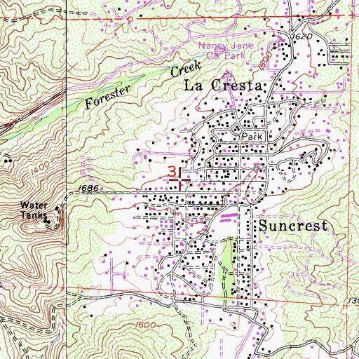 Topographic Map of Crest, CA